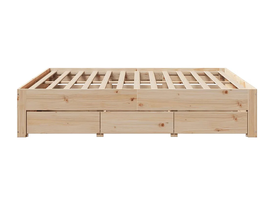Cama sem colchão com gavetas 200x200 cm madeira de pinho maciça