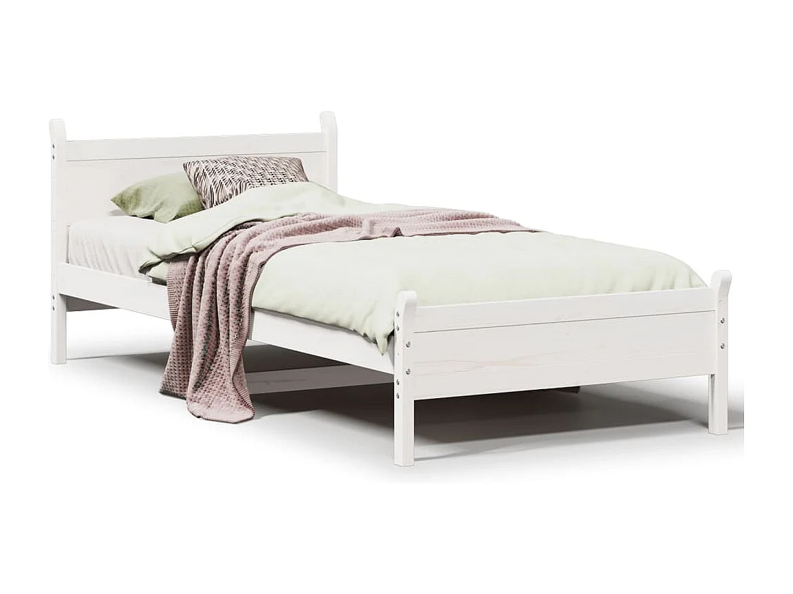 Estructura de cama sin colchón madera maciza blanca 90x190 cm