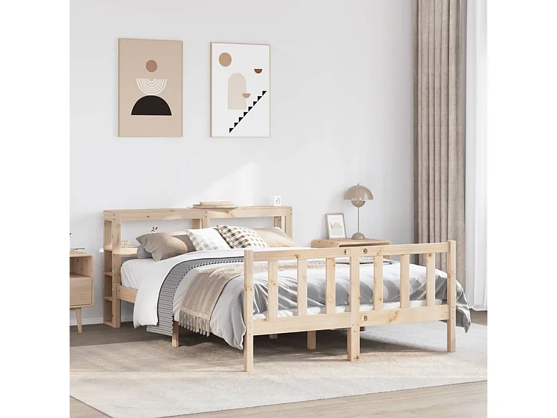 Estructura de cama sin colchón madera maciza de pino 160x200 cm