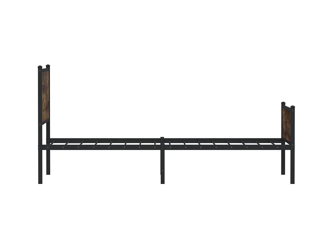Cadre de lit en métal sans matelas chêne fumé 75x190 cm