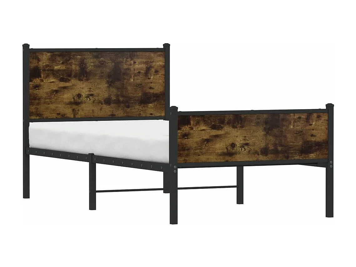 Estrutura de cama sem colchão 75x190 cm metal carvalho fumado
