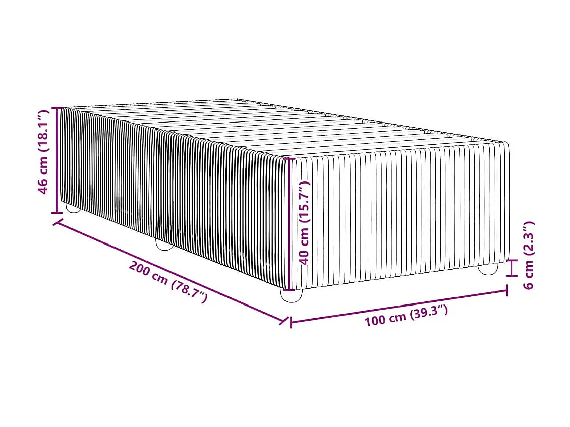 Estrutura de cama 100x200 cm tecido castanho-escuro