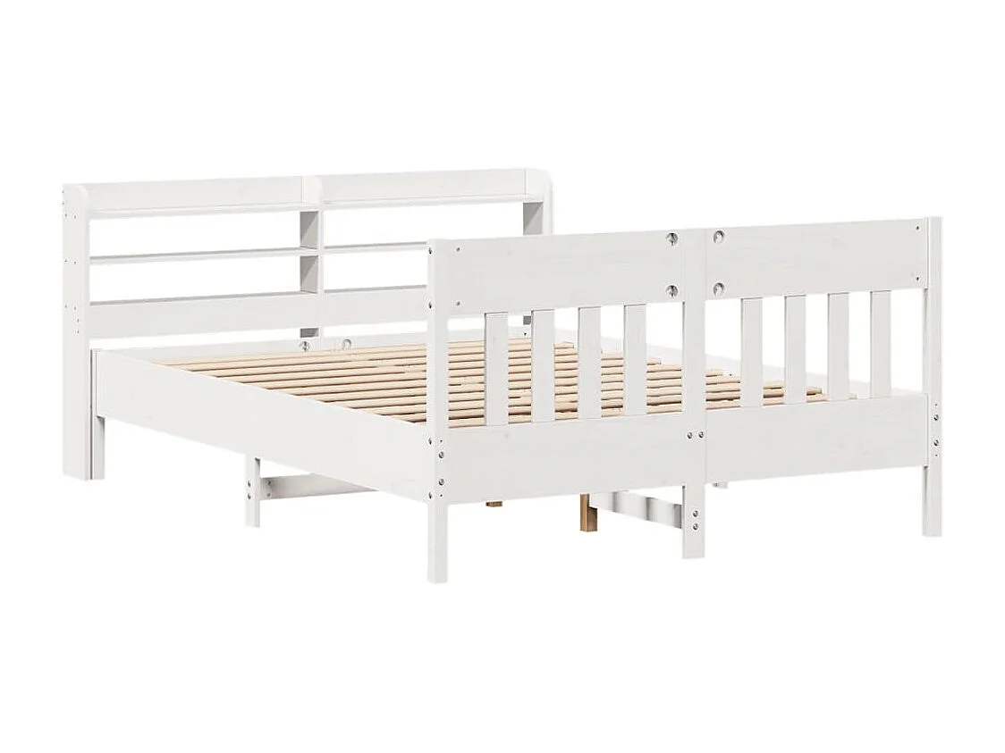 Cadre de lit sans matelas blanc 160x200 cm bois de pin massif