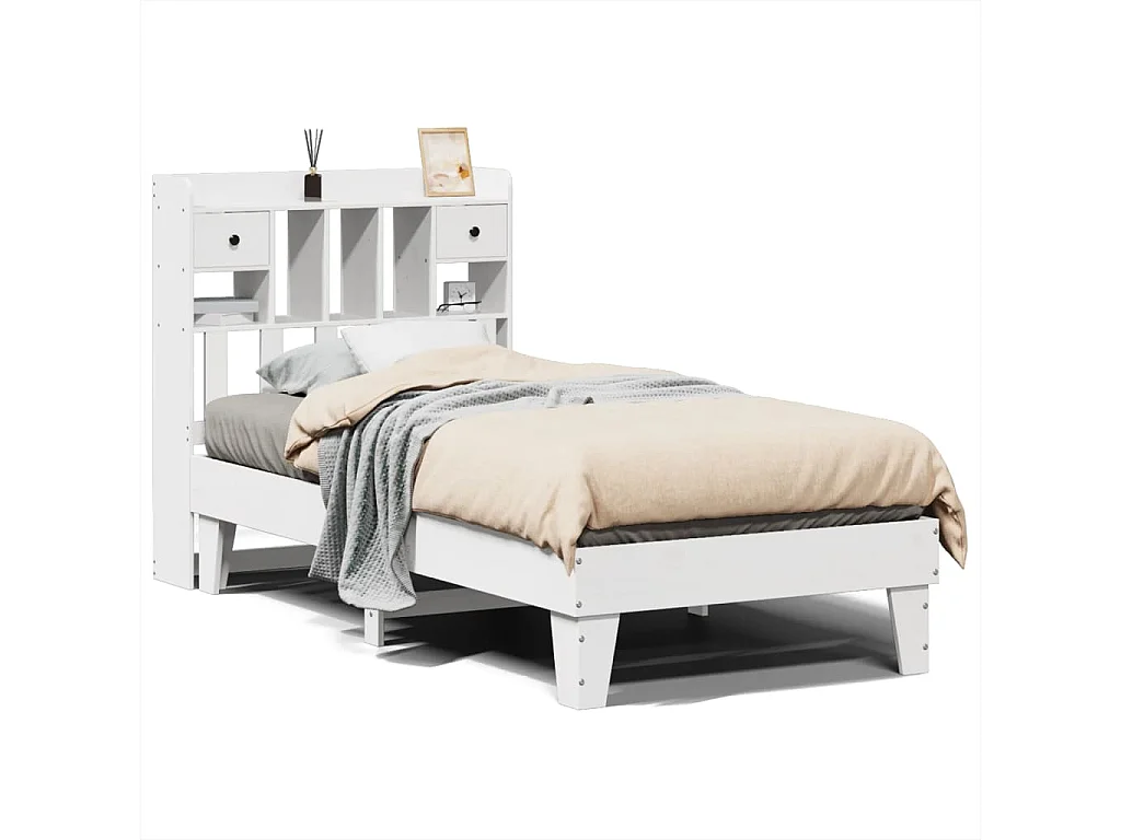 Estructura de cama sin colchón madera maciza blanca 75x190 cm