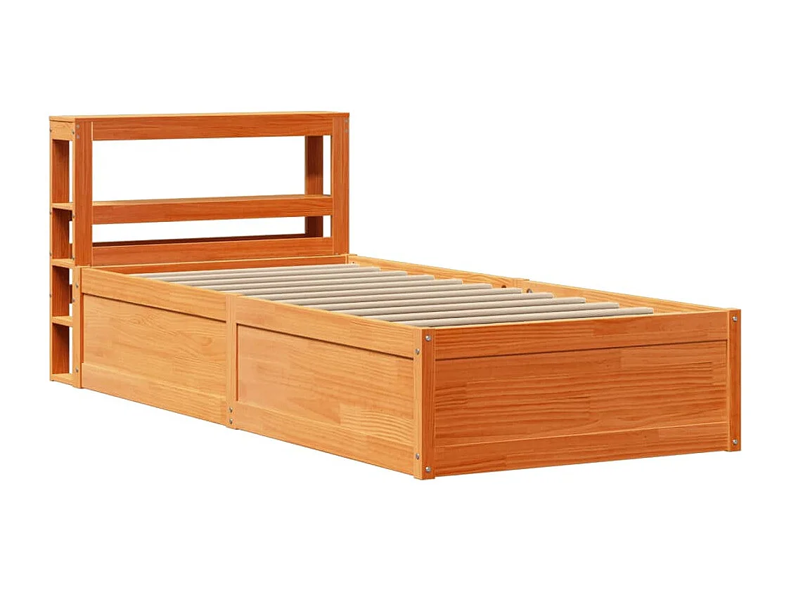 Estrutura cama c/ cabeceira 90x200 cm pinho maciço castanho-mel