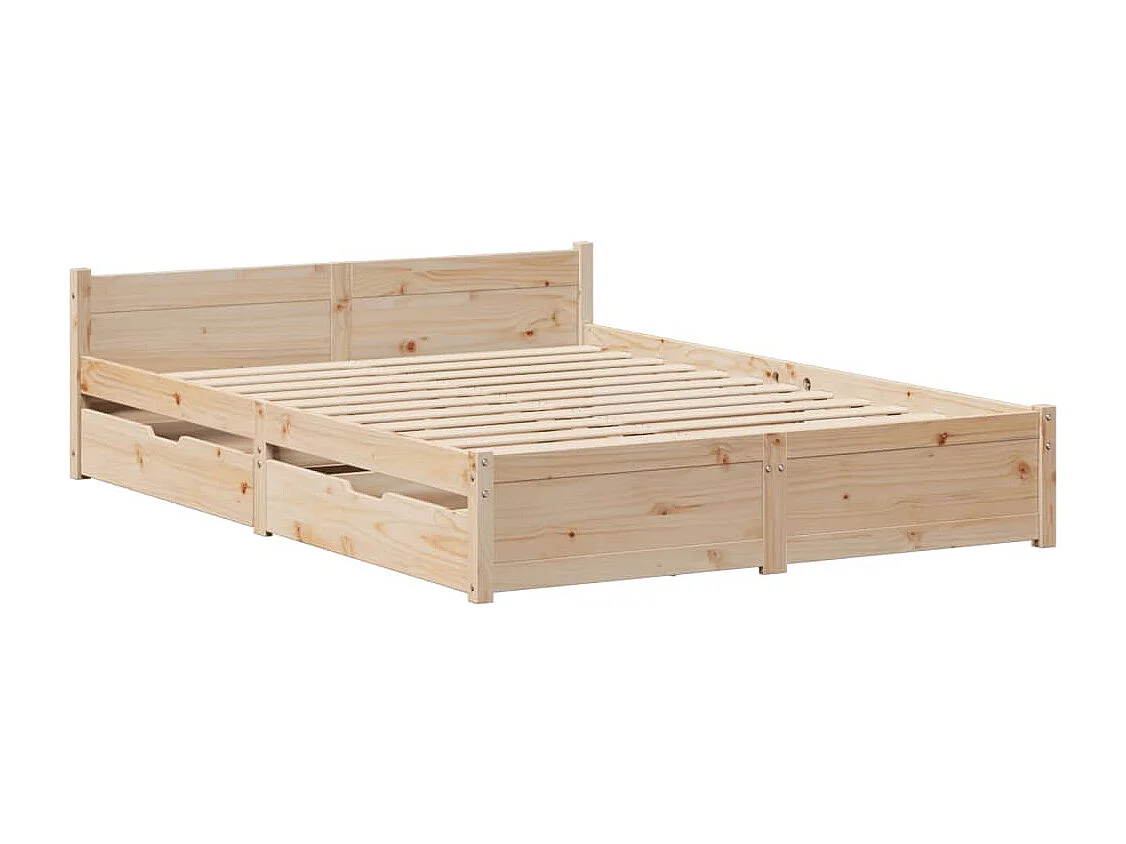Estructura de cama sin colchón madera maciza de pino 135x190 cm
