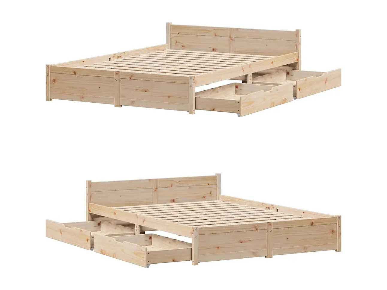 Estructura de cama sin colchón madera maciza de pino 135x190 cm