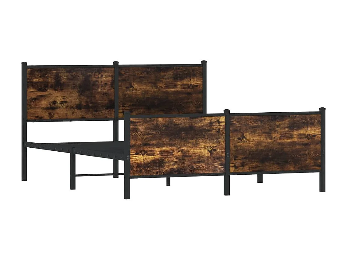 Estrutura de cama sem colchão 140x190 cm metal carvalho fumado