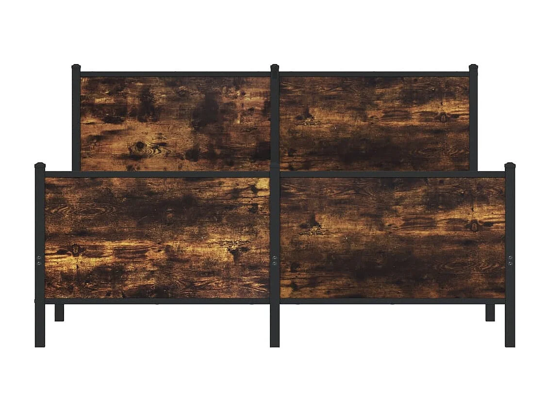 Estrutura de cama sem colchão 140x190 cm metal carvalho fumado