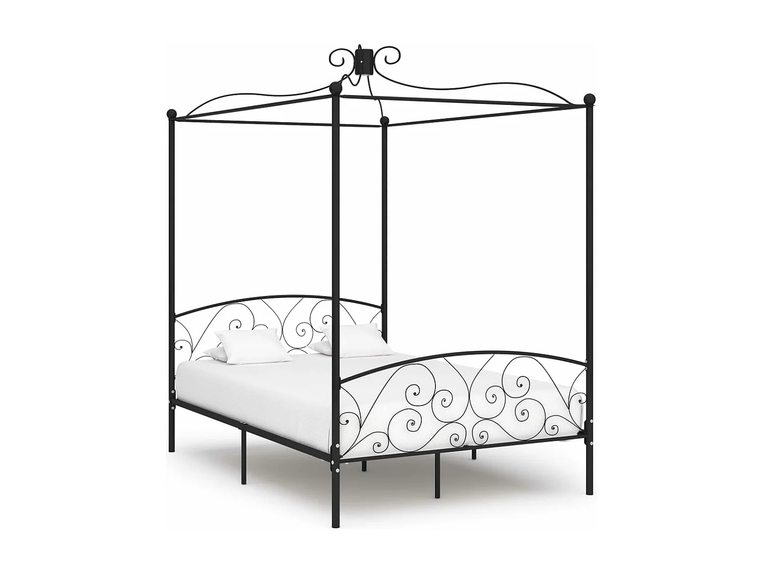 Estructura de cama con dosel metal negro 140x200 cm