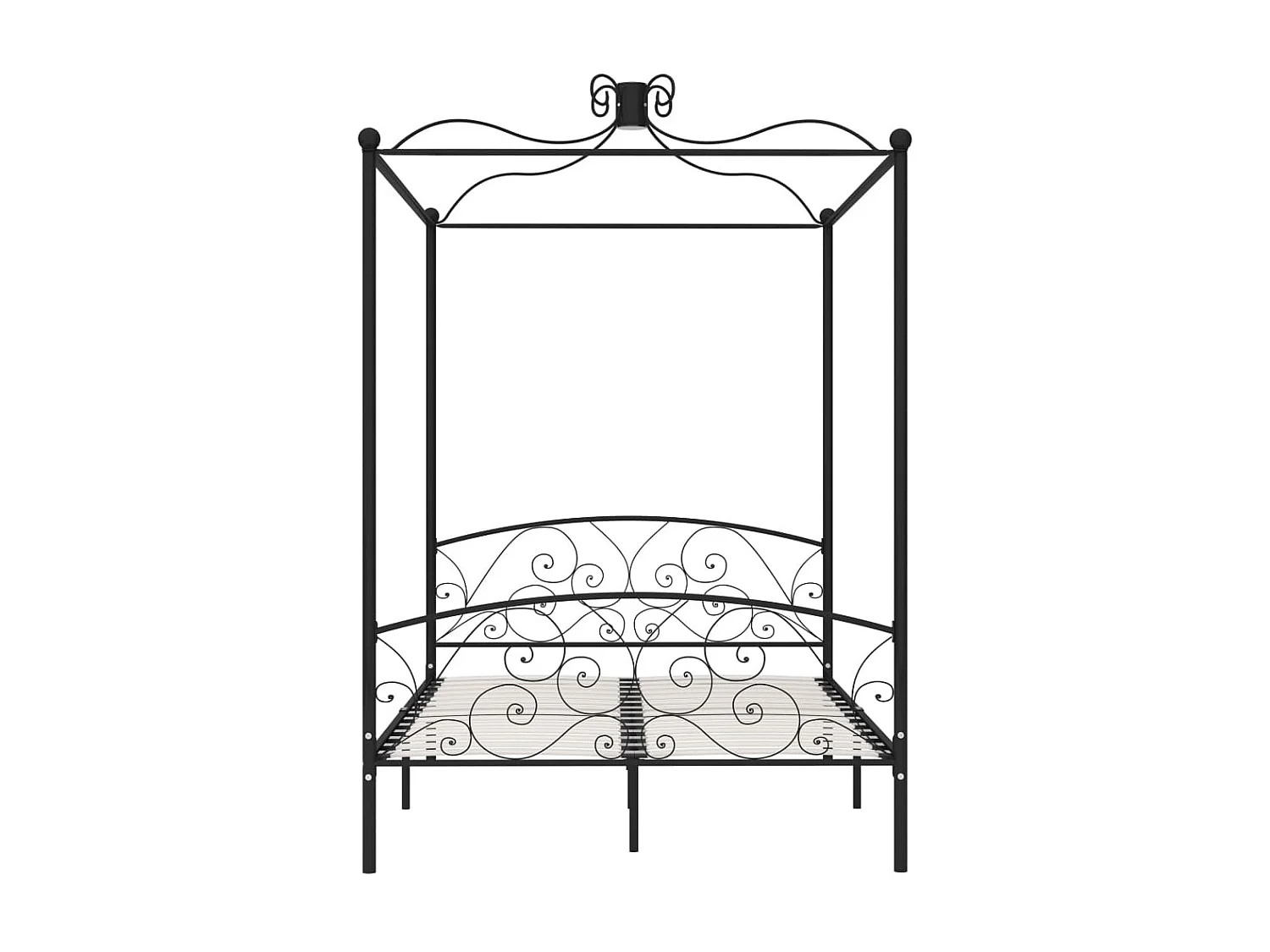 Estructura de cama con dosel metal negro 140x200 cm