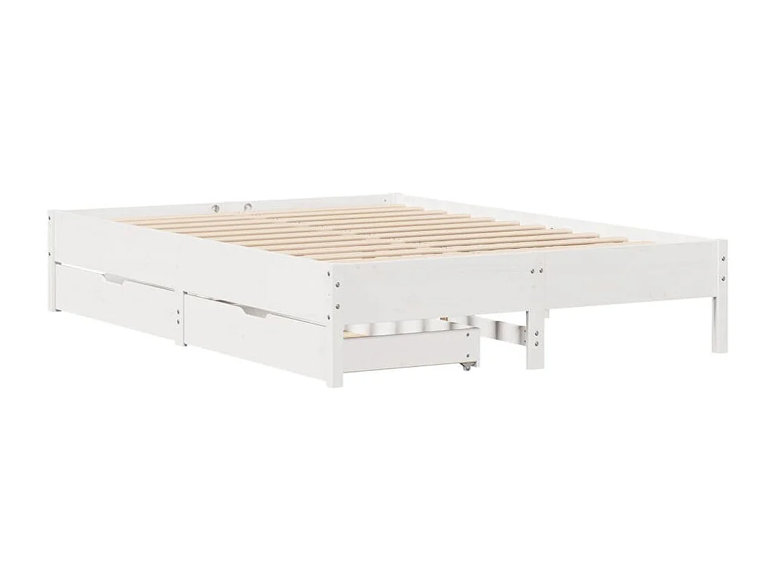 Estructura de cama sin colchón madera de pino blanca 150x200 cm