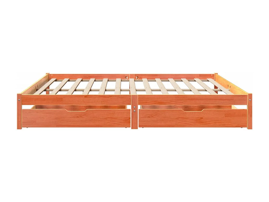 Cama sin colchón madera maciza de pino marrón cera 180x200 cm