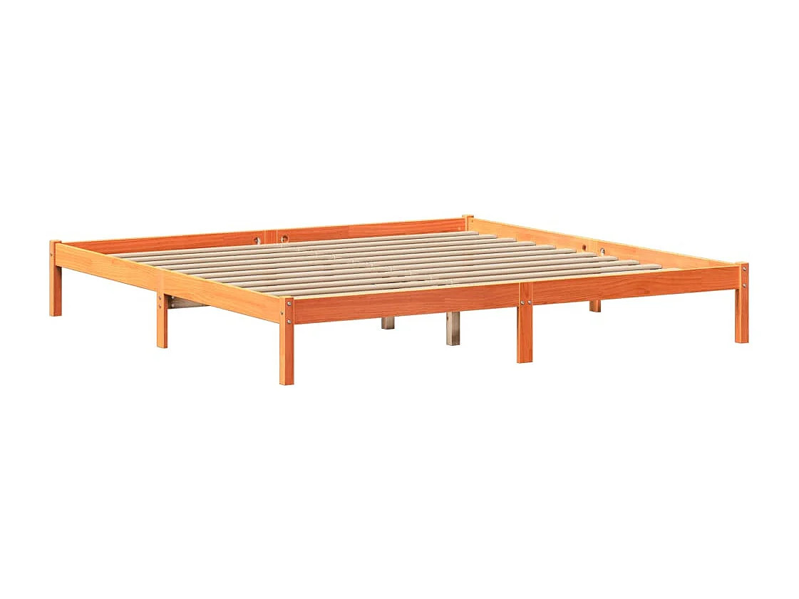 Cama sin colchón madera maciza de pino marrón cera 180x200 cm
