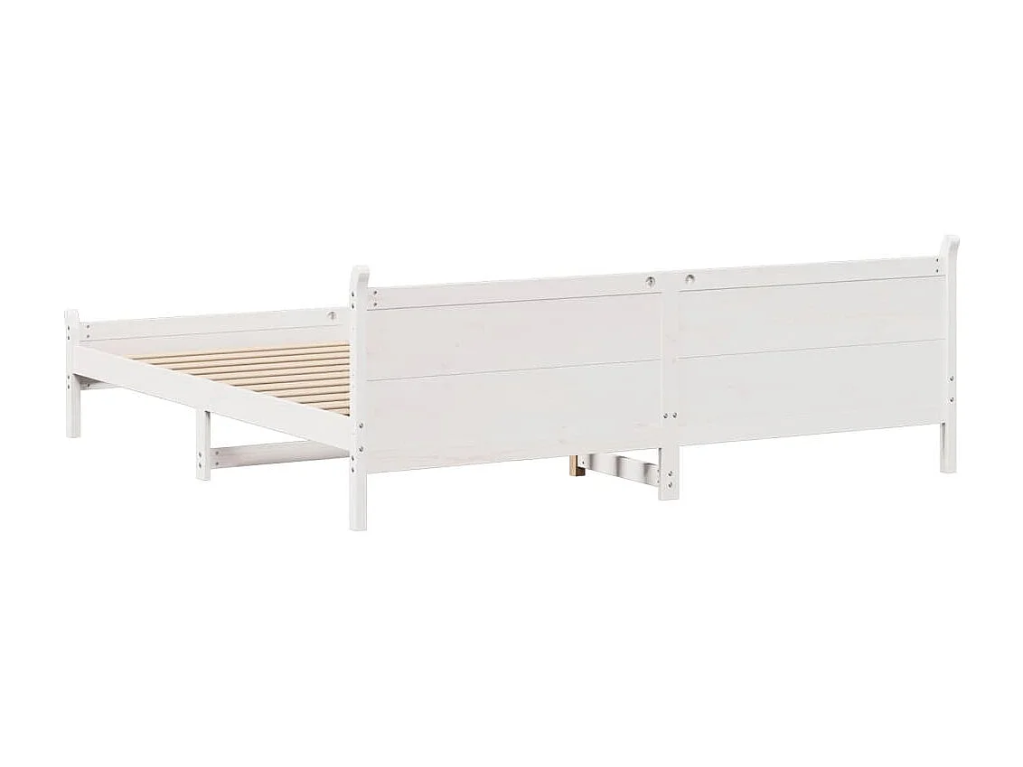 Cadre de lit sans matelas blanc 200x200 cm bois massif de pin
