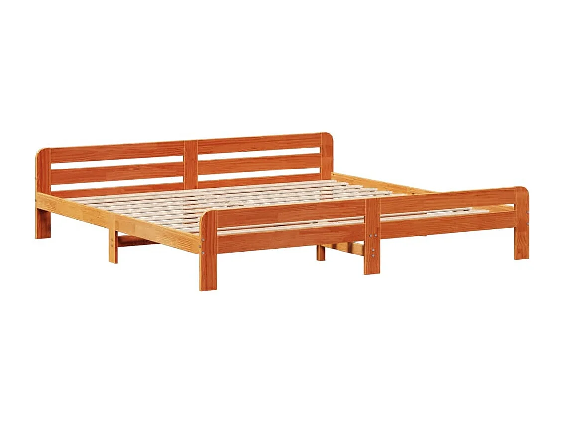 Cama sin colchón madera maciza de pino marrón cera 200x200 cm