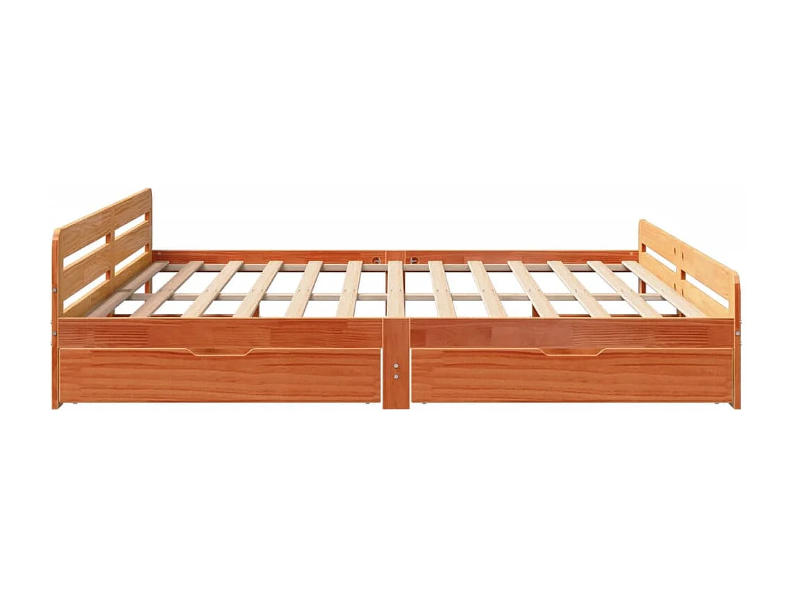 Cama sin colchón madera maciza de pino marrón cera 200x200 cm