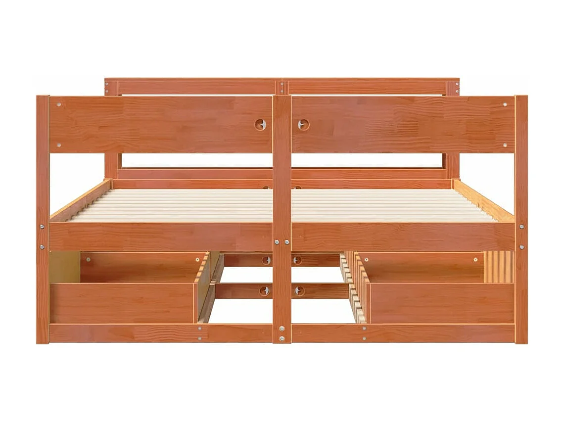 Cama sem colchão 140x190 cm pinho maciço castanho-mel