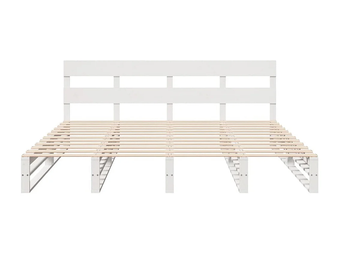 Cadre de lit sans matelas blanc 200x200 cm bois massif de pin
