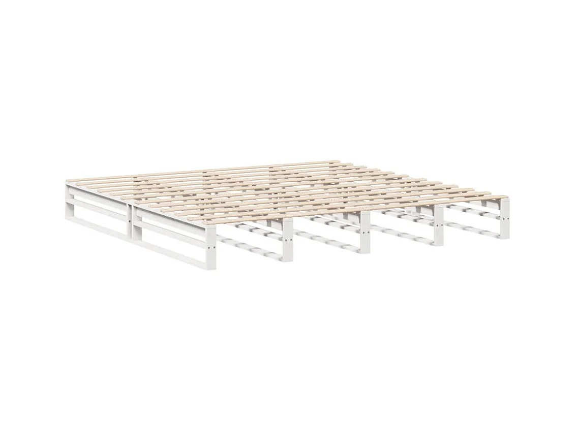 Cama sem colchão 200x200 cm madeira de pinho maciça branco