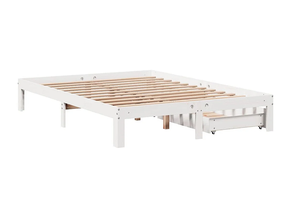 Estructura de cama con cajones madera pino blanco 120x190 cm