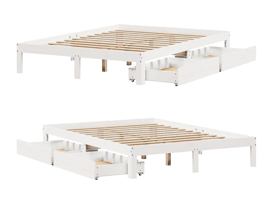 Estructura de cama con cajones madera pino blanco 120x190 cm