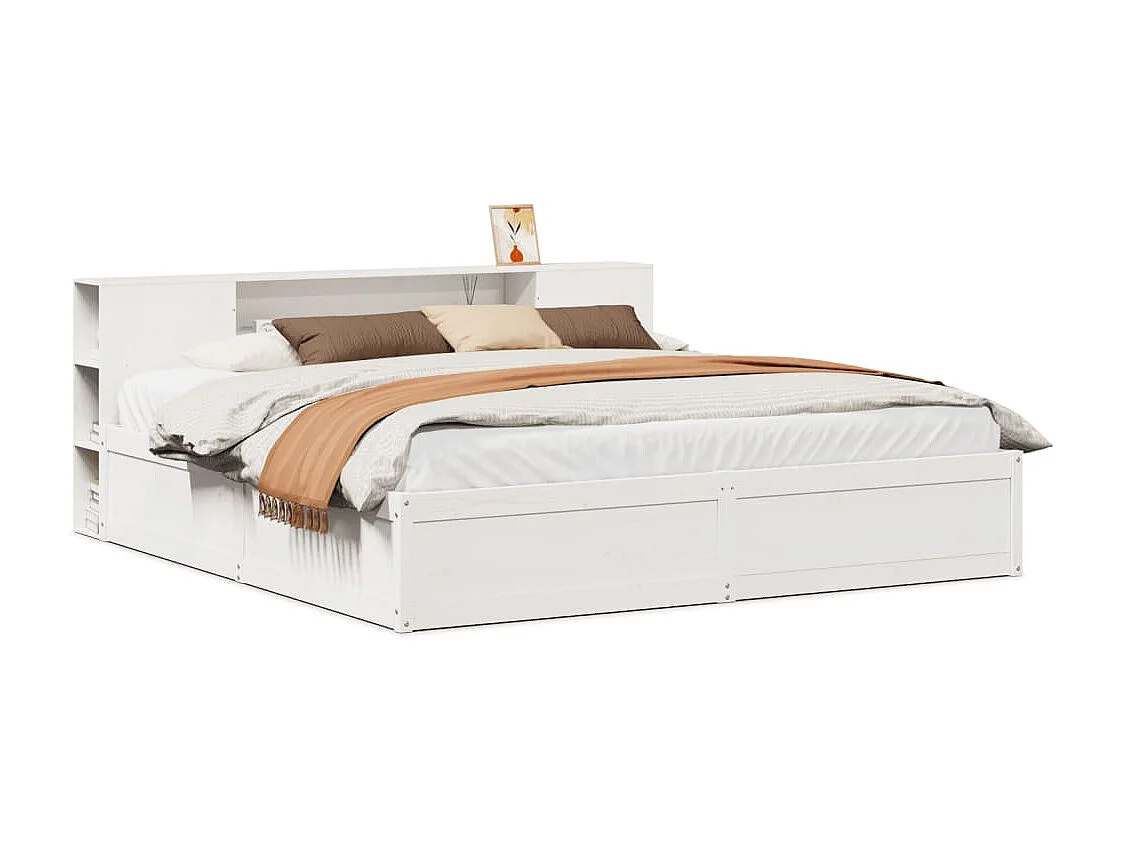 Cama sem colchão 180x200 cm madeira de pinho maciça branco