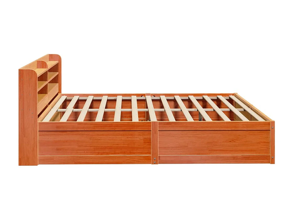 Cadre de lit et tête de lit cire marron 200x200 cm bois de pin