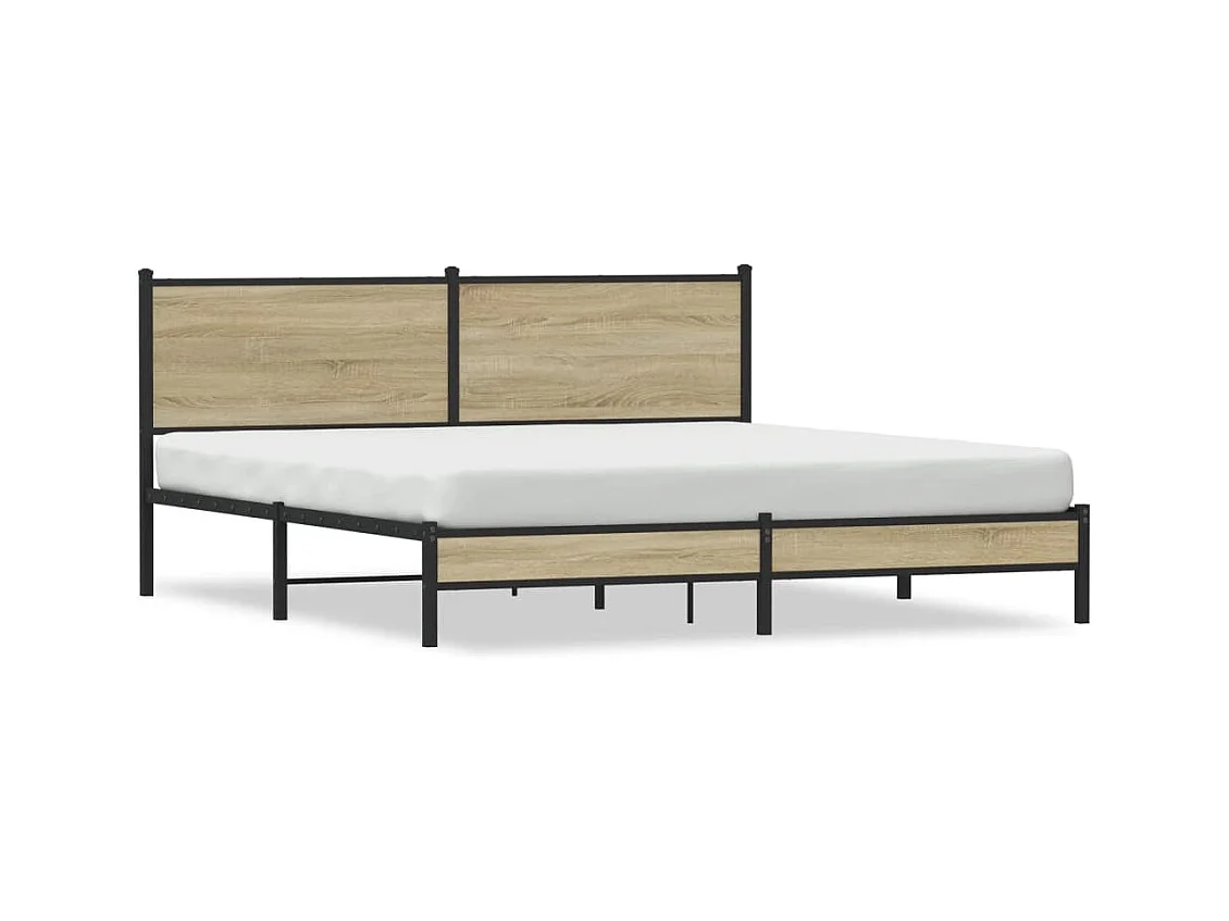 Cadre de lit en métal sans matelas chêne sonoma 180x200 cm