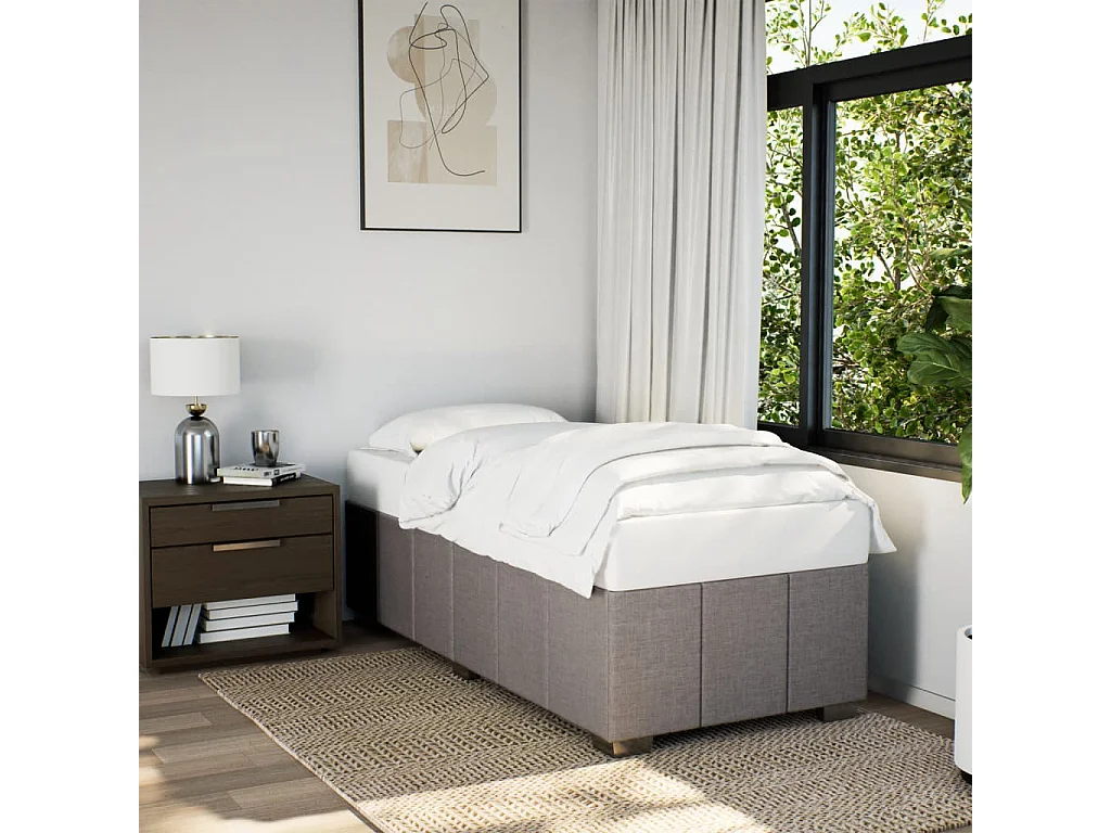Estructura de cama sin colchón tela gris taupe 100x200 cm