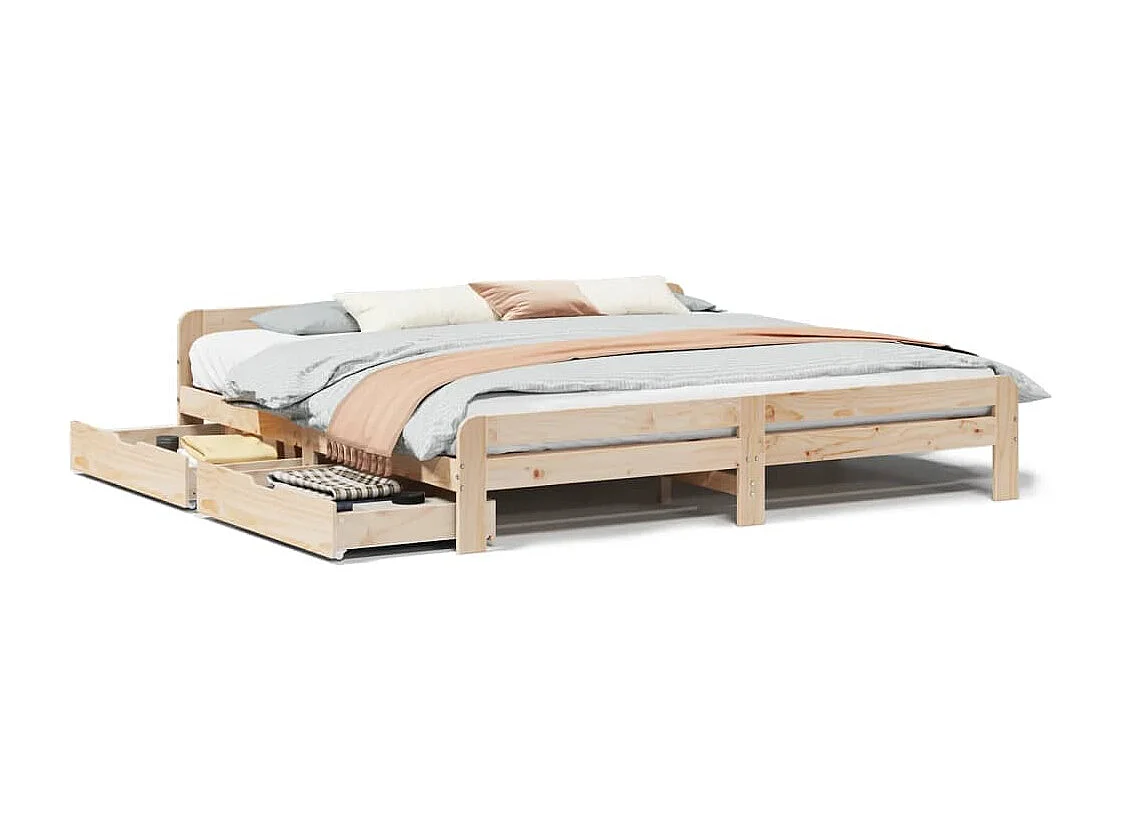 Estructura de cama sin colchón madera maciza de pino 200x200 cm