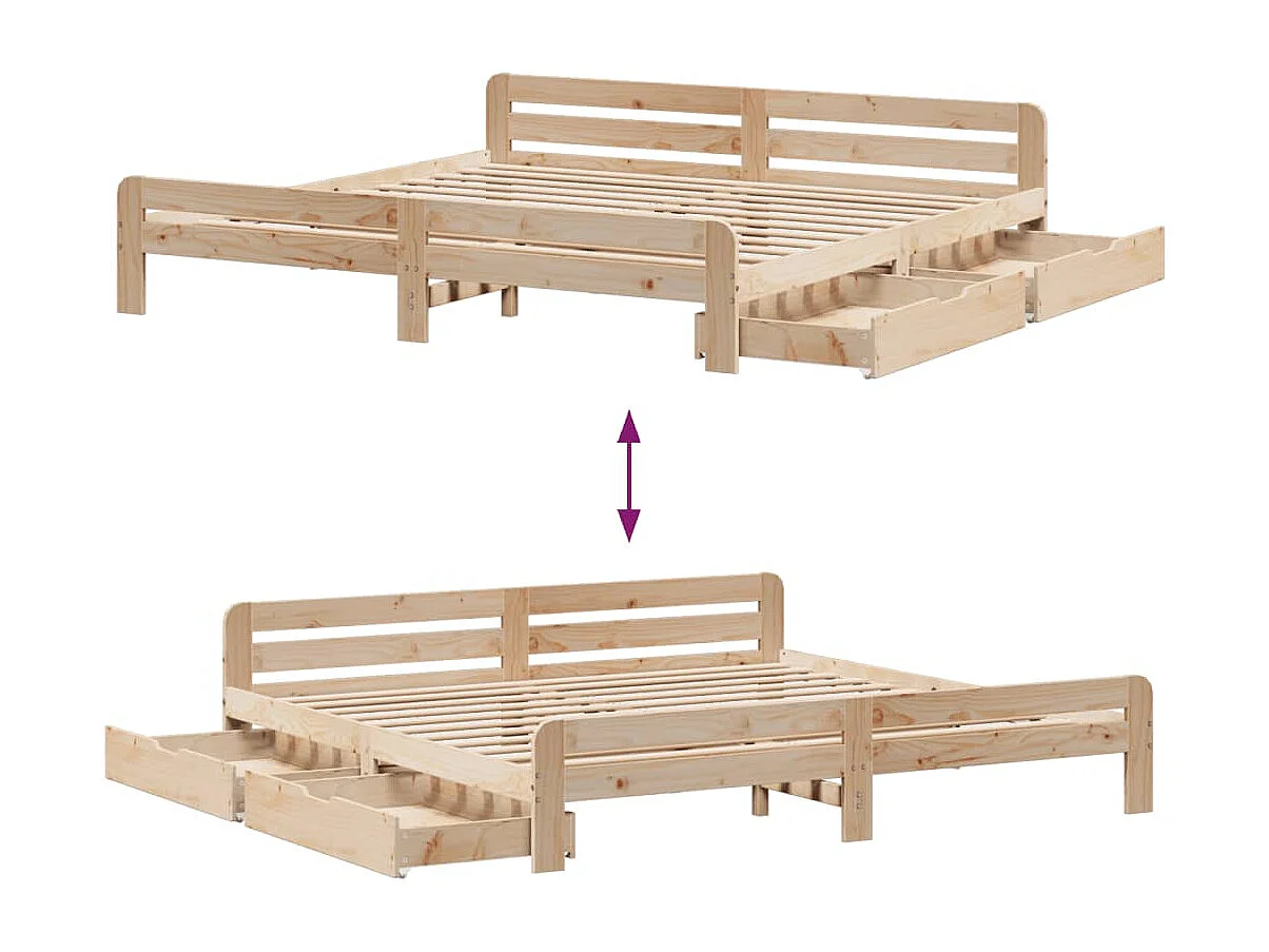 Estructura de cama sin colchón madera maciza de pino 200x200 cm