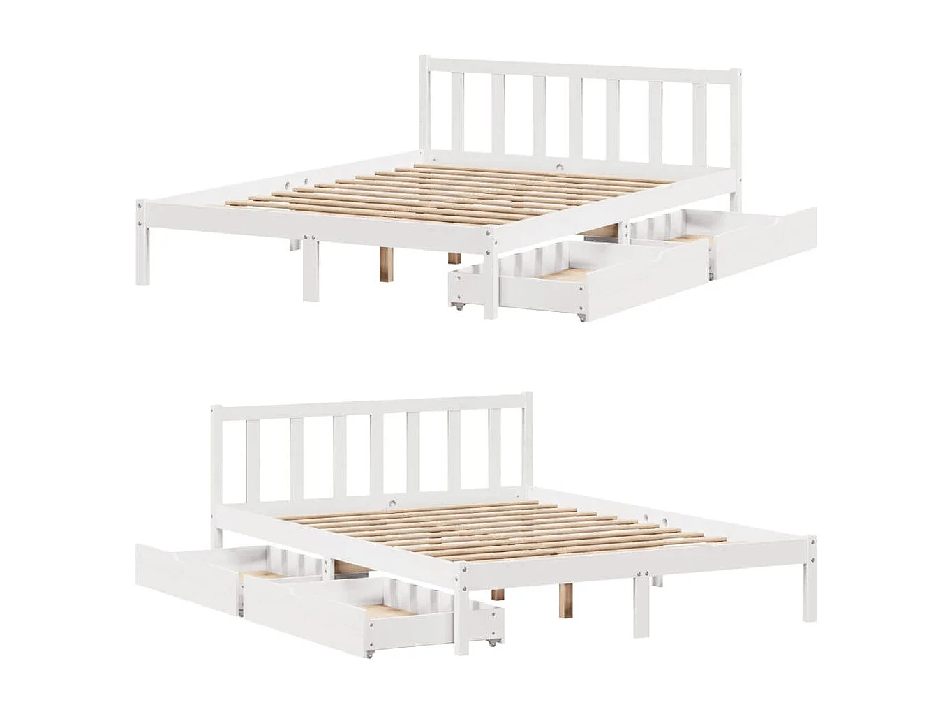 Estructura de cama sin colchón madera maciza blanca 120x190 cm