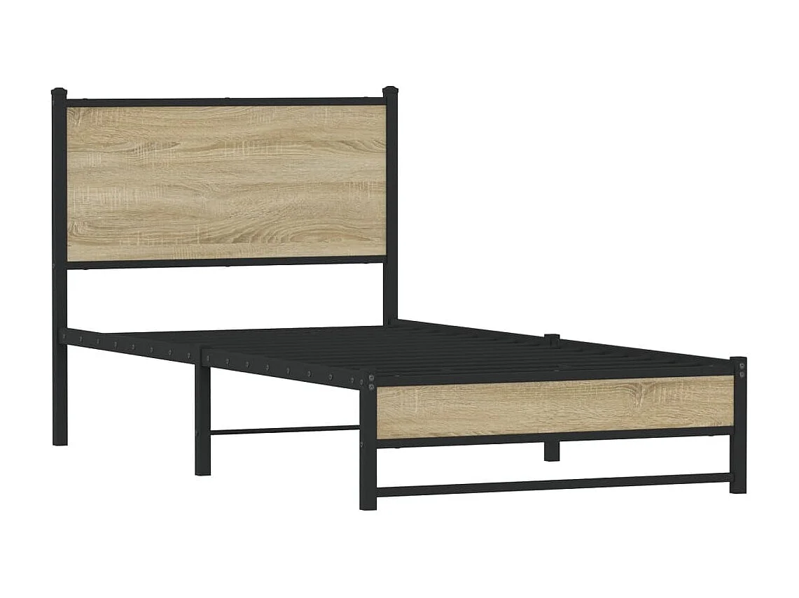 Estructura de cama sin colchón metal roble Sonoma 75x190 cm