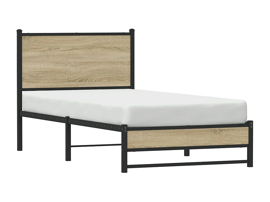 Estructura de cama sin colchón metal roble Sonoma 75x190 cm