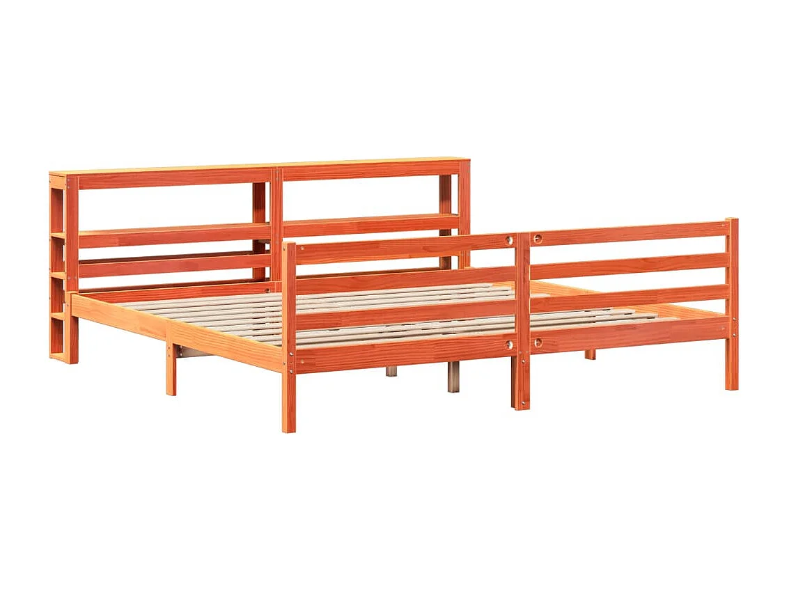 Cadre de lit sans matelas cire marron 200x200cm bois pin massif