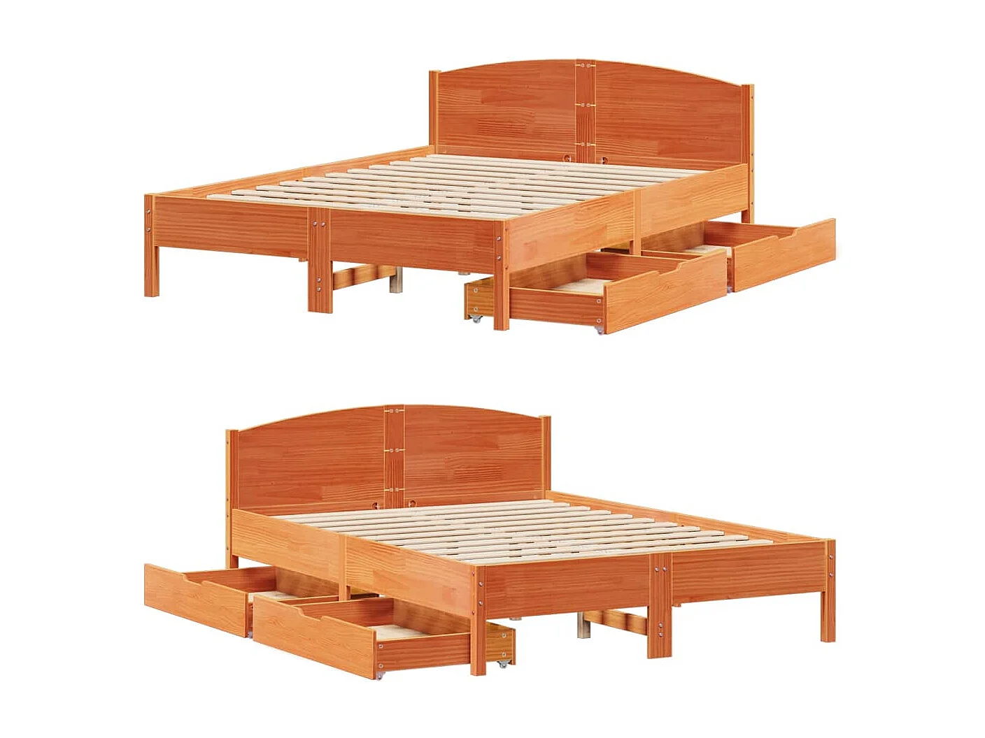 Estructura de cama sin colchón madera maciza marrón 135x190 cm