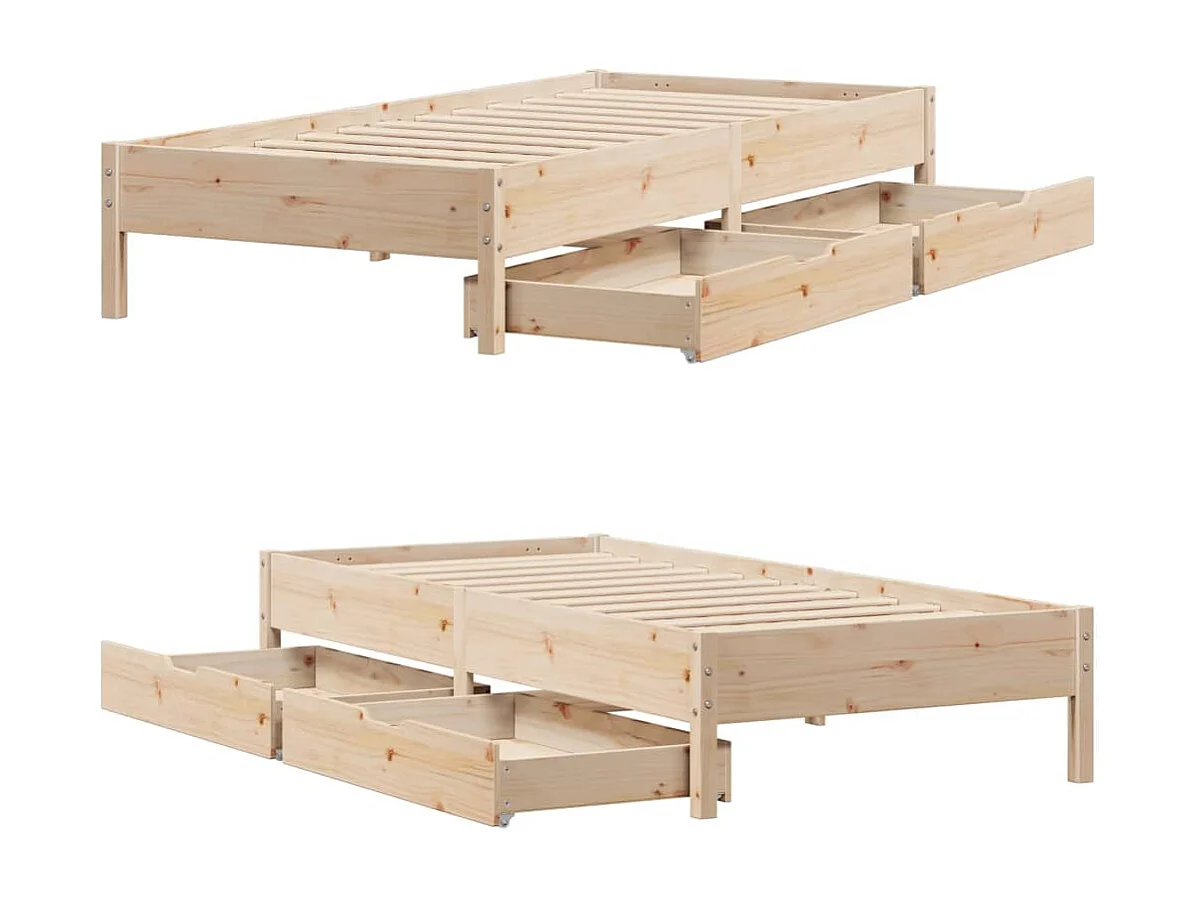 Estructura de cama sin colchón madera maciza pino 75x190 cm