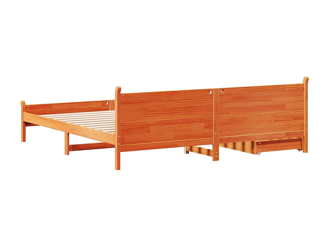 Cadre de lit sans matelas cire marron 200x200cm bois pin massif