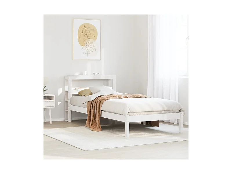 Cadre de lit sans matelas blanc 90x190 cm bois de pin massif