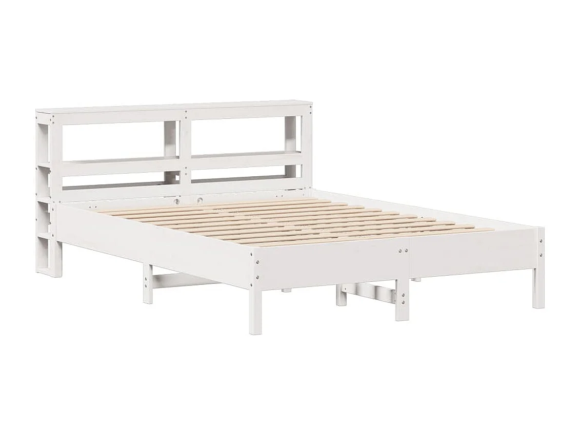 Cama sem colchão 140x190 cm madeira de pinho maciça branco