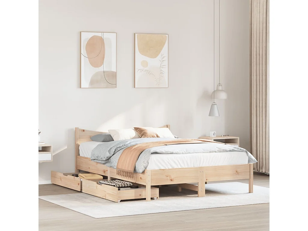 Estructura de cama con cajones madera maciza de pino 120x200 cm