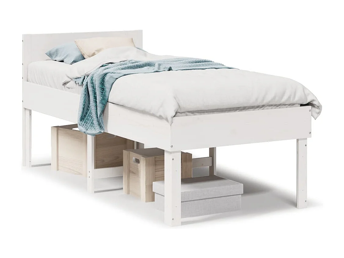 Cama sem colchão 75x190 cm madeira de pinho maciça branco