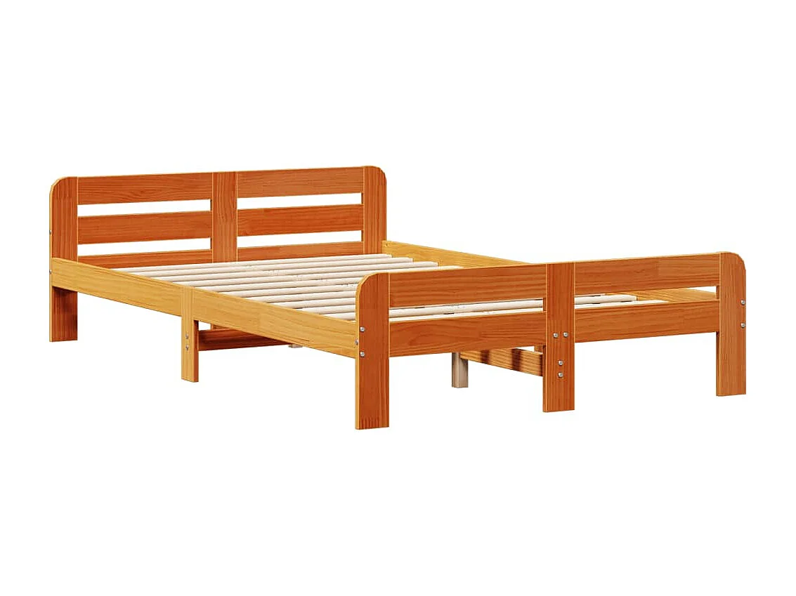Cama sem colchão 120x200 cm madeira pinho maciça castanho-mel