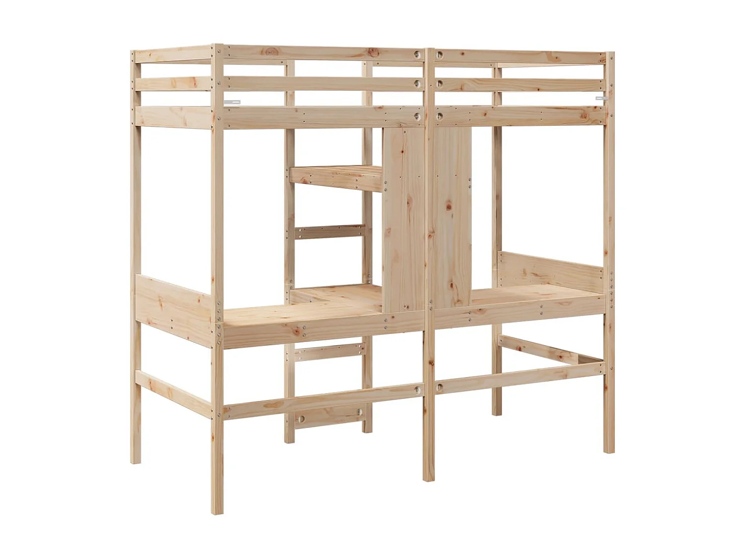 Cama alta sin colchón madera maciza de pino 75x190 cm