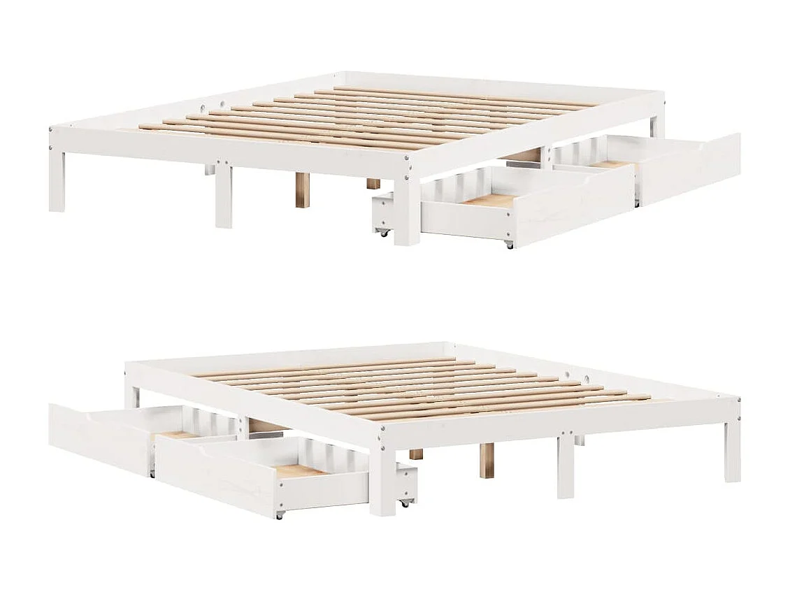 Estructura de cama con cajones madera de pino blanca 160x200 cm