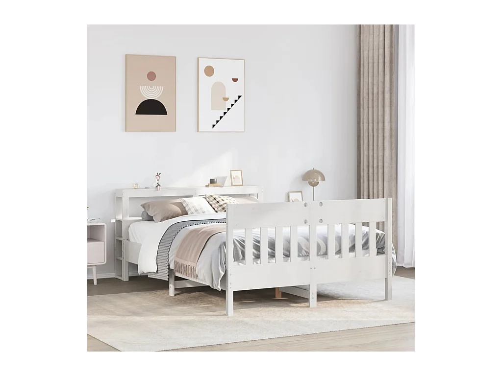 Cadre de lit sans matelas blanc 160x200 cm bois de pin massif