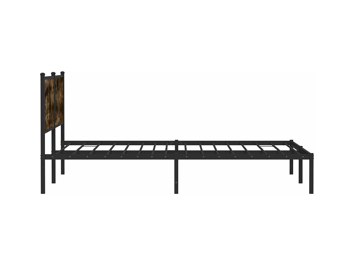 Estrutura de cama sem colchão 200x200cm metal carvalho fumado