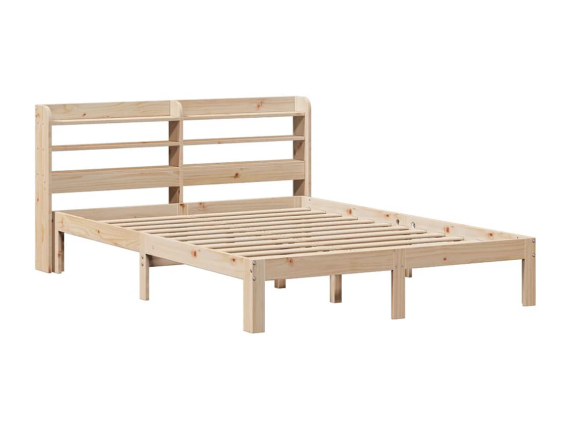 Estructura de cama con cabecero madera maciza pino 135x190 cm