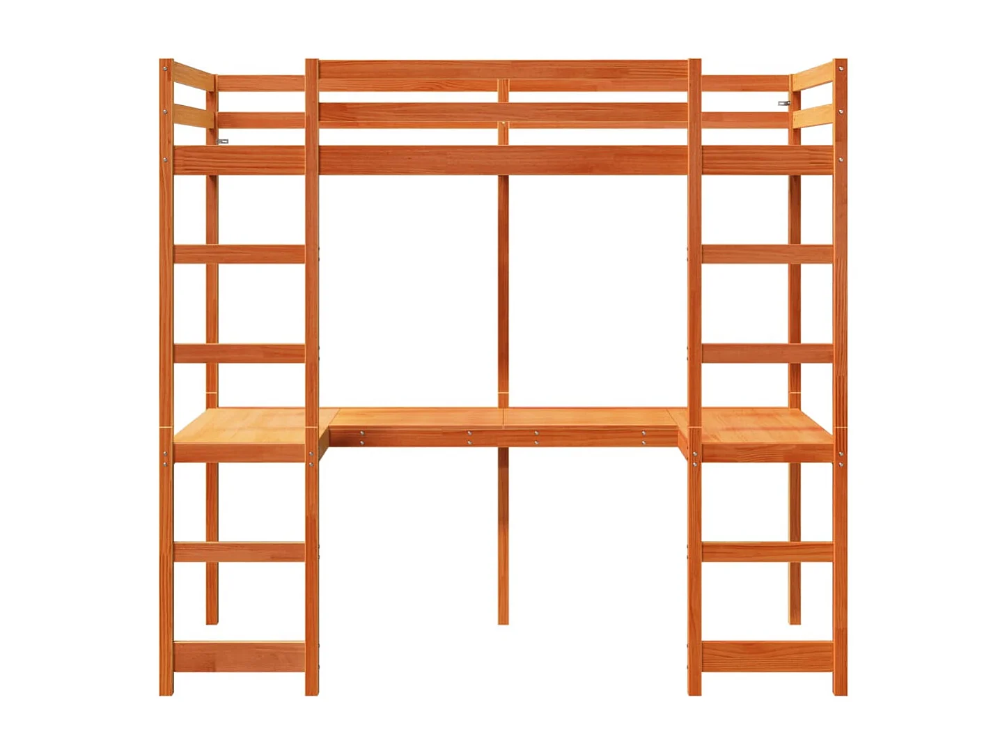 Cama alta sin colchón madera maciza pino marrón cera 80x200 cm